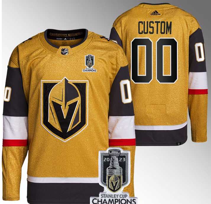 Men%27s Vegas Golden Knights Active Player Custom Gold 2023 Stanley Cup Champions Stitched Jersey